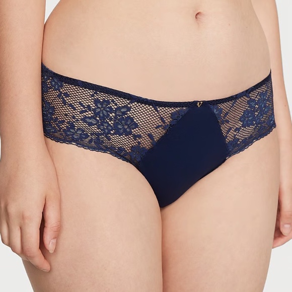 Victoria's Secret Love Cloud Hiphugger Panty in Lace Trim Ensign Navy XS NEW - Picture 2 of 6